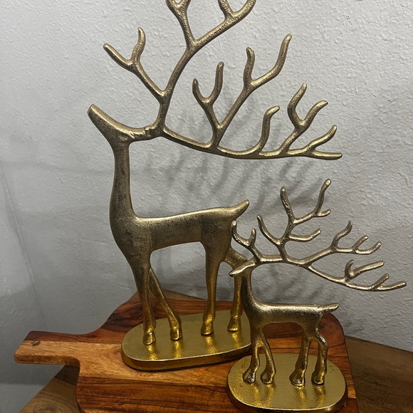 Gold Metal Reindeer set Christmas decorations decor - Picture 2 of 2